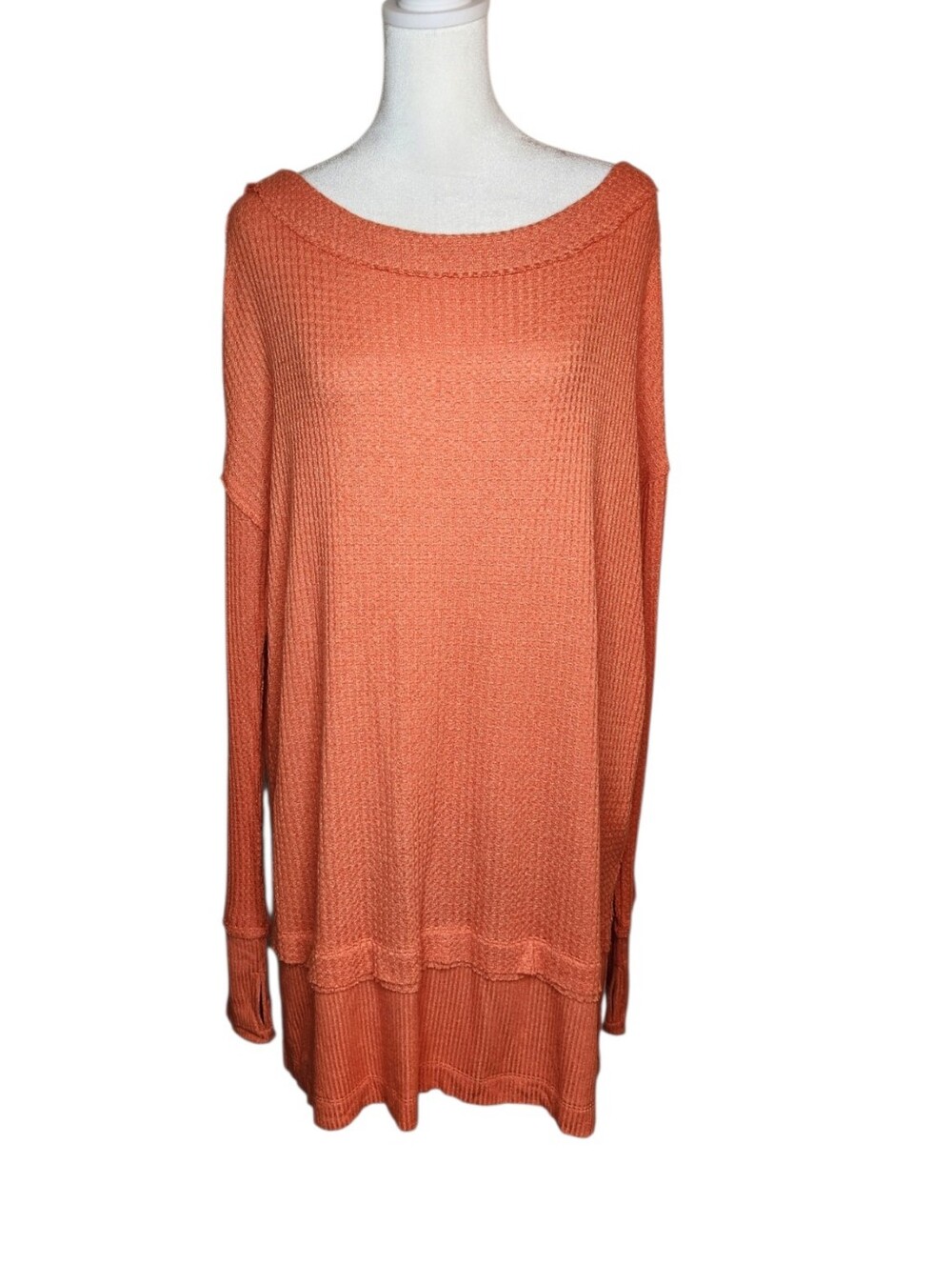 NEW We The Free North Shore Thermal Waffle Knit Top Light Coral Small